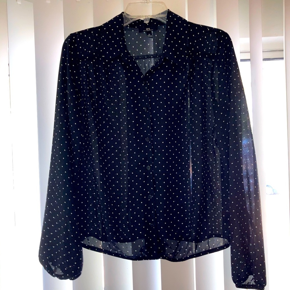 Black/white Polka Dot Sheer Blouse